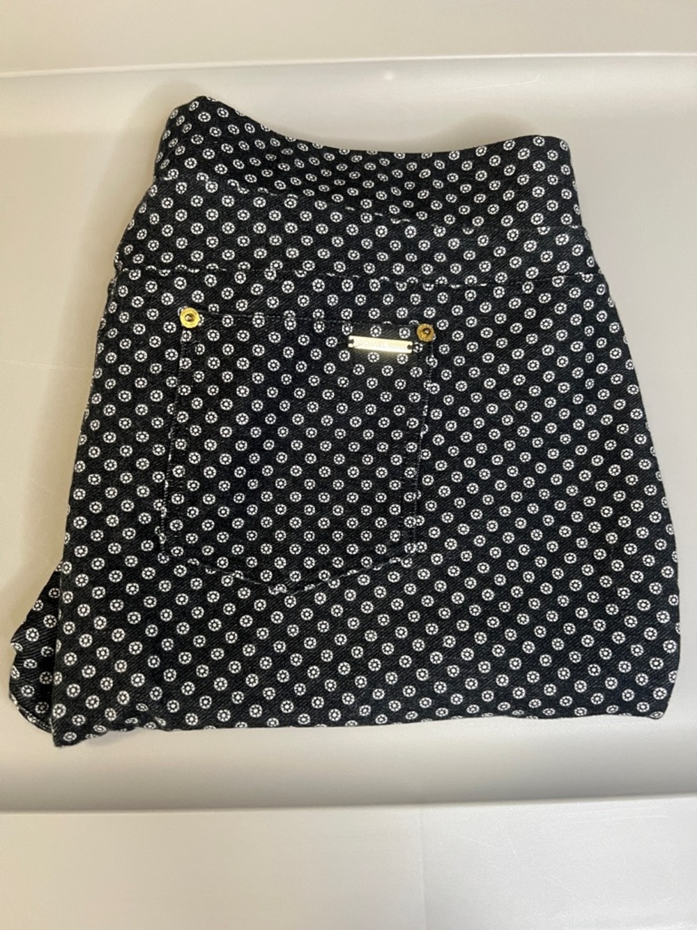 Michael Kors Denim Look Pull On Pants Gray Pattern Size XL